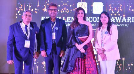 Celebrity Bhagyashree Presents Awards to Notable Personalities.